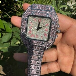 Iced out pink watch ⌚️